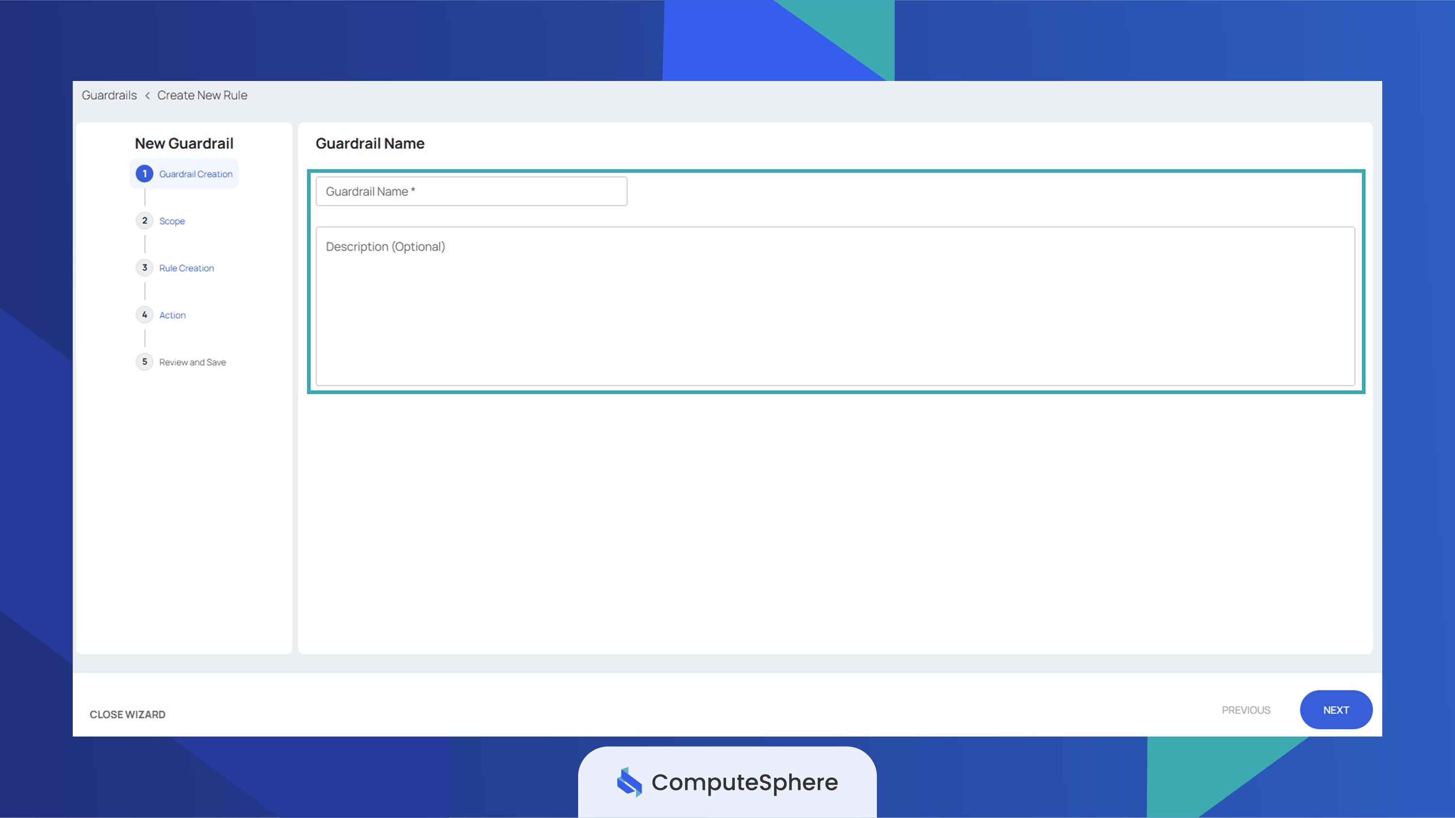Name and description form