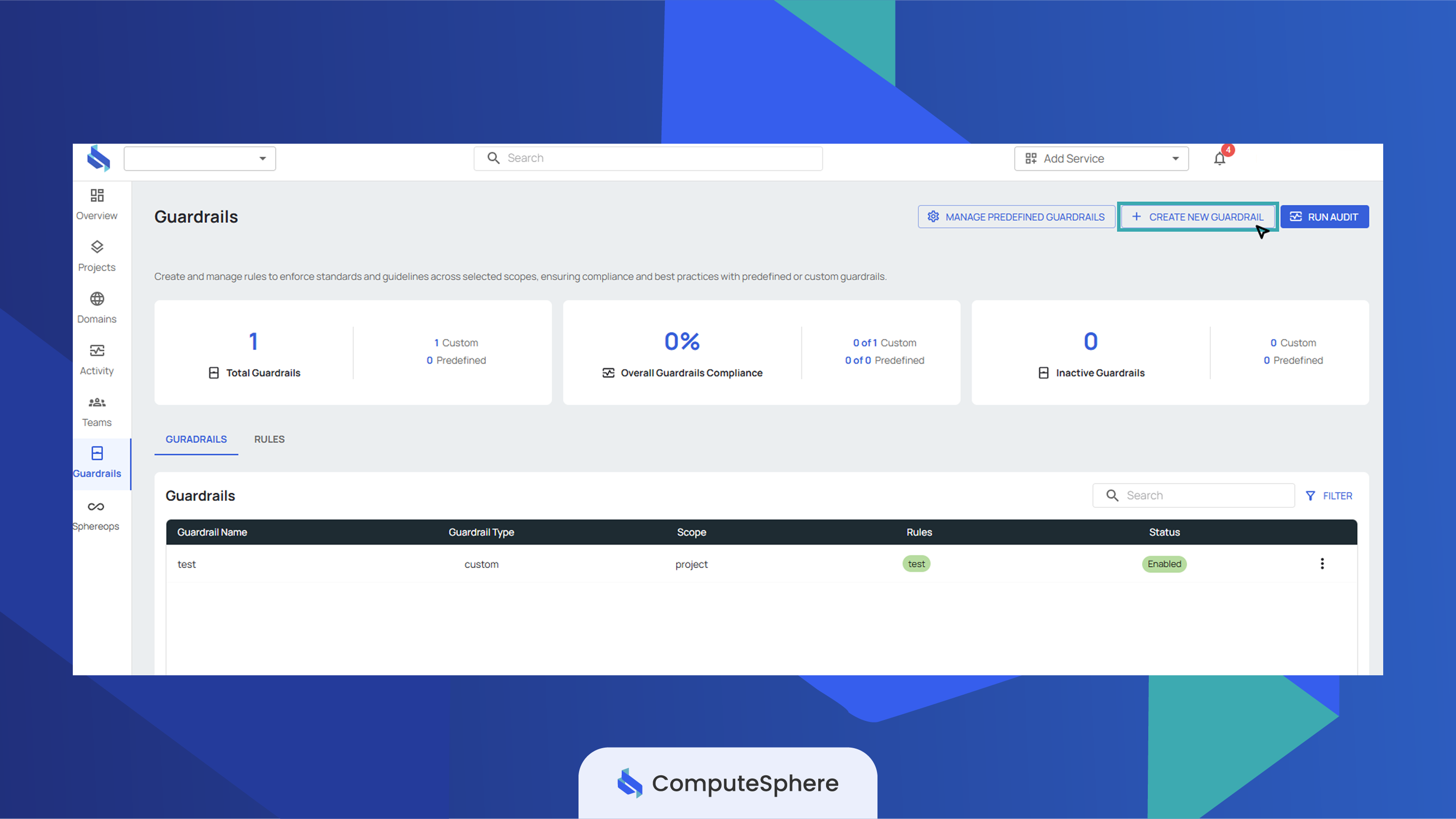 Create new guardrail button