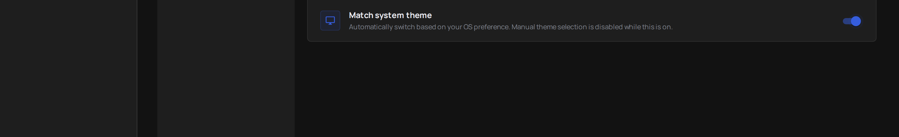 Sync With System toggle in enabled state