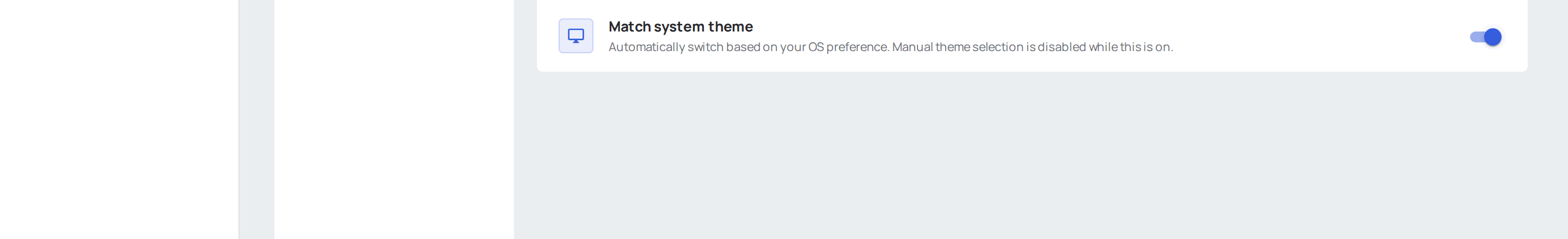 Sync With System toggle in enabled state