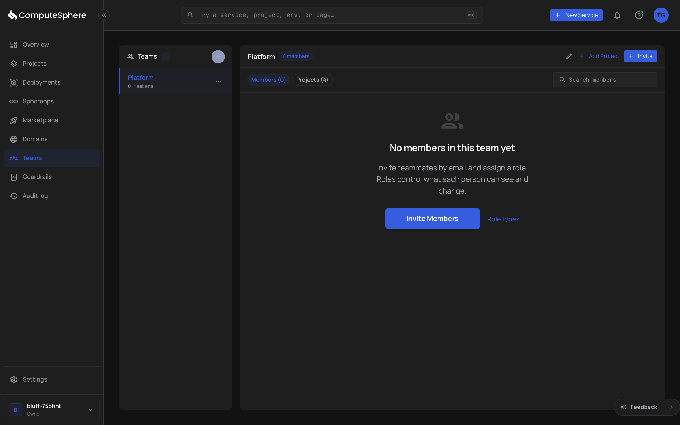 Newly created team in the Teams list