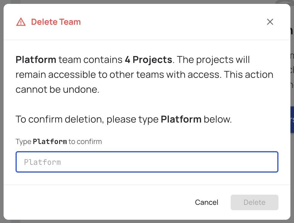 Delete confirmation modal